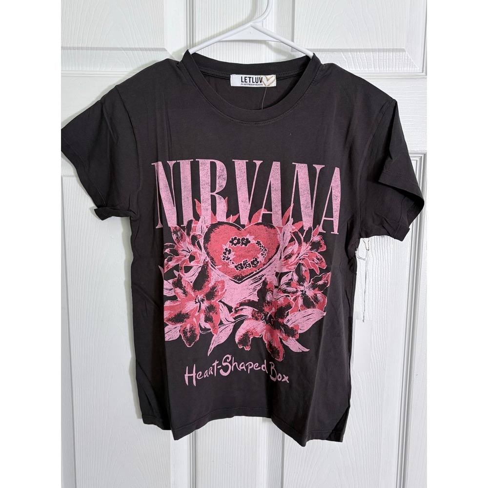 Letluv Nirvana Heart-Shaped Box XXS Black Graphic Tee Anthropologie LL1360NIR629